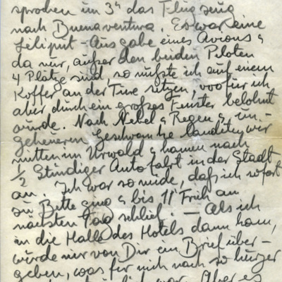 Carta manuscrita dirigida a Cristina desde Buenaventura.