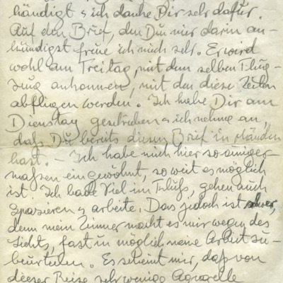 Carta manuscrita para Cristina desde el Hotel Gloria en Condoto.